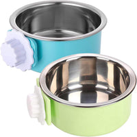 2PCS Stainless Steel Dog Bowls Set Removable Puppy Food and Water - 2 PCS / Size: M (Blue, Green)