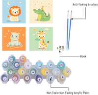 FQOVKYN 4 pack paint by number kit for kids with cute animal 8x8 canvases - view 19
