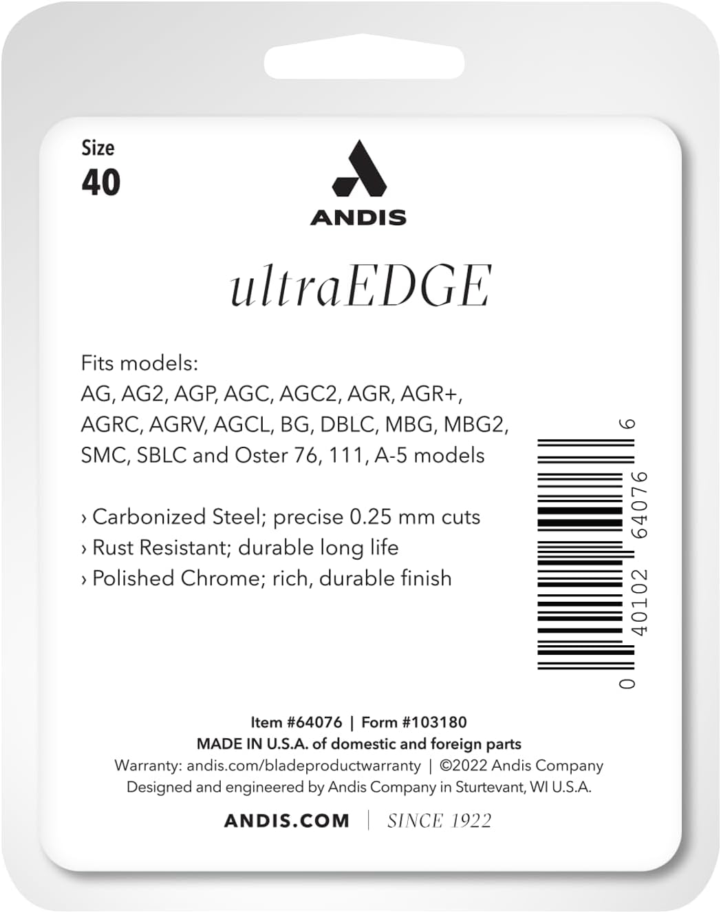 Andis, 64071, Ultra Edge Dog Clipper Blade - 40 Blade (Pack of 1) - image 3