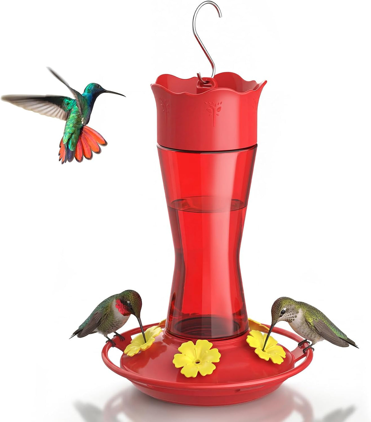 Kingsyard 2-Pack Glass Hummingbird Feeder for Outdoors Hanging - Red / 1-Pack Feeder