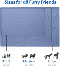 MIGHTY MONKEY 100% Waterproof Dog Food Mat, Raised Edges Silicone Pet Feeding Placemat for Cat, Dogs, Pet Bowls, High Lipped Tray Prevents Water Spills, Food on Floor, Dishwasher Safe, 22x14, Lt Blue