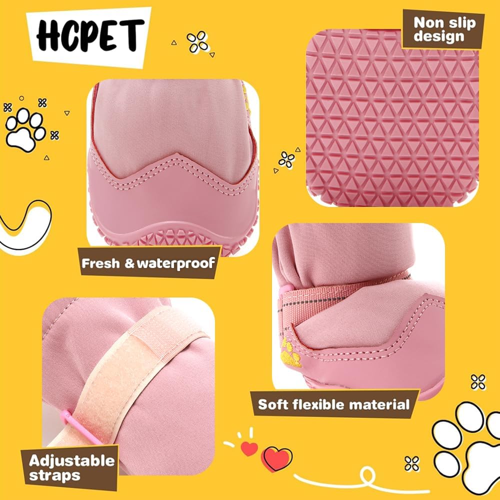 Dog Boots Waterproof Dog Shoes for Medium Large Dogs - Light Pink / Width 2.55 in - image 3