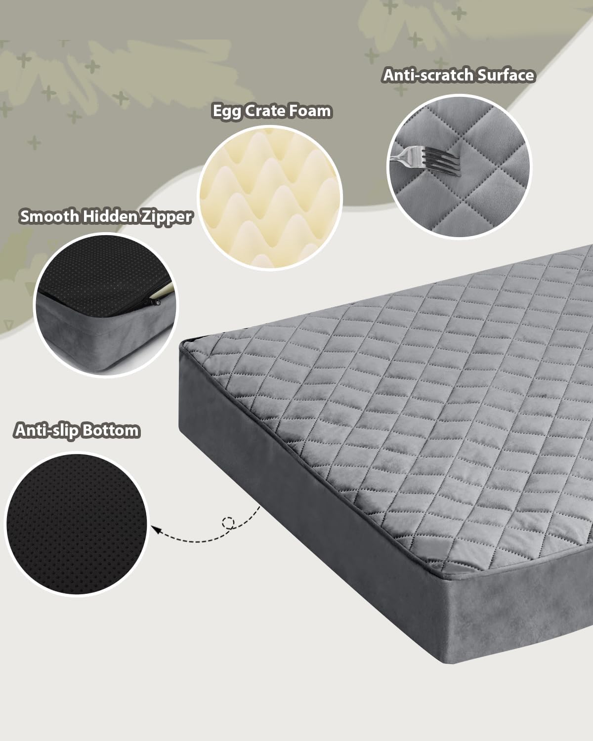 Orthopedic XL Dog Beds Large Sized with Washable Cover, 41x27 - 47.0"L x 29.0"W x 4.0"Th / Dark Gray - image 4