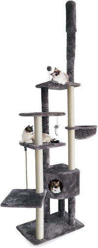 FurHaven 69.3" Tall Cat Scratching Post Tower for Indoor Cats - Cat Tower / Skyscraper Playground (Gray) - image 4