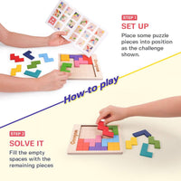 Coogam Wooden Puzzle Pattern Blocks Brain Teasers Game with 60 - image 3