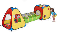 UTEX 3 in 1 Pop Up Play Tent with Tunnel - Red/Yellow & Square Tent