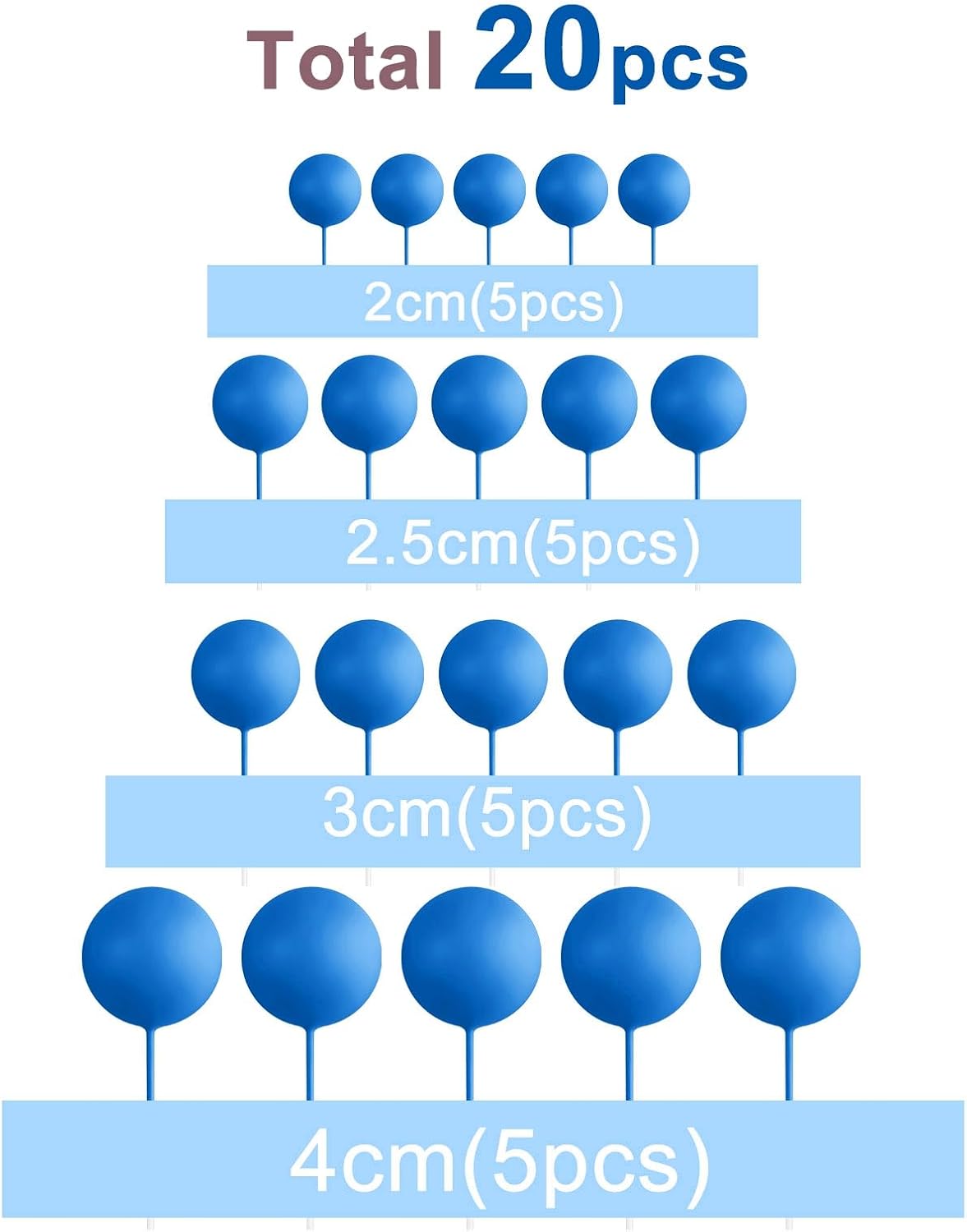 ASTARON 20 Pcs Gold Balls Cake Topper Decorations for Birthday Cake - Royal Blue - image 2