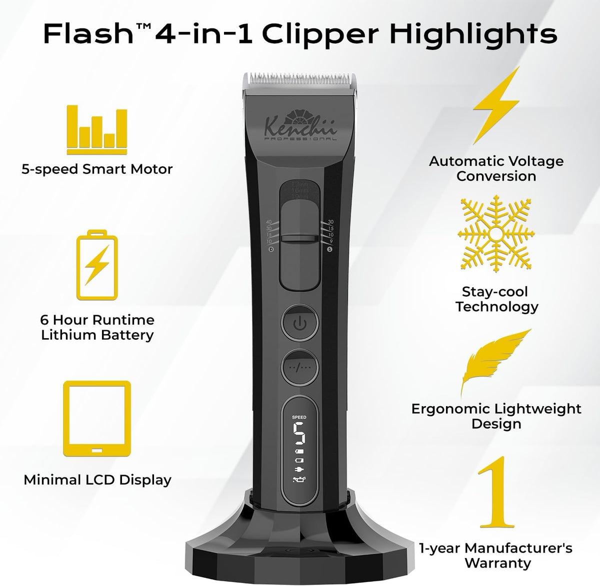Kenchii Flash Cordless Dog Grooming Clipper - Black - image 3