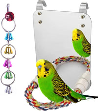 7" Bird Mirror with Rope Perch Bird Toys Swing - 7 inch