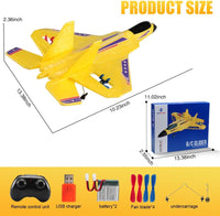 SU-27 RC Airplane,2.4GHz 2 Channel Remote Control Plane with Gyro Night Lights and 2 Batteries - Yellow 2 Batteries - image 2