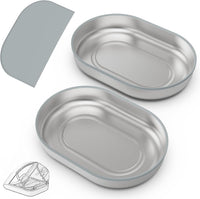 Bowl & Mat Set for Automatic Microchip Cat Pet Feeder - Silver Bowls / 2+1 Pack
