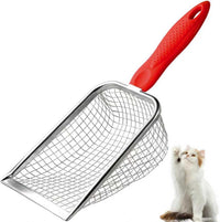 Cat Litter Scoop, Long Handle Scooper - red