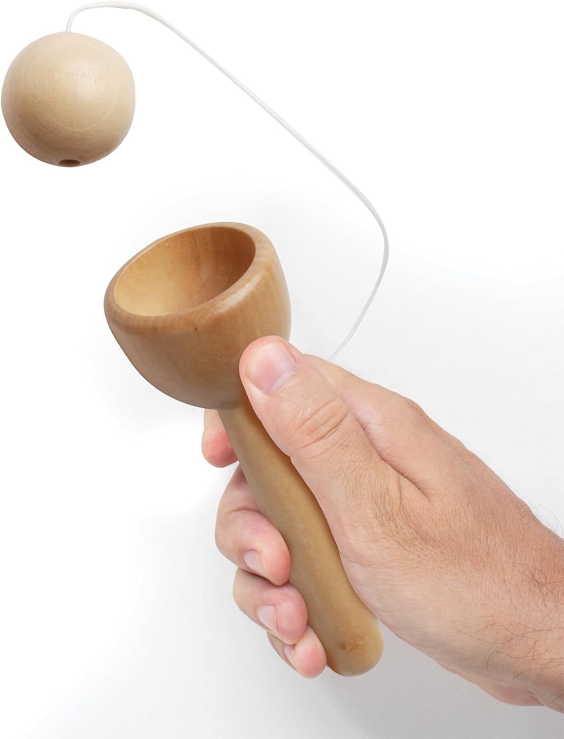 House of Marbles traditional wooden cup and ball toy with cord, natural FSC-certified wood - view 3