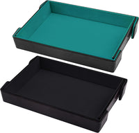 SIQUK magnetic folding dice trays in red and royal blue PU leather with velvet lining - view 2