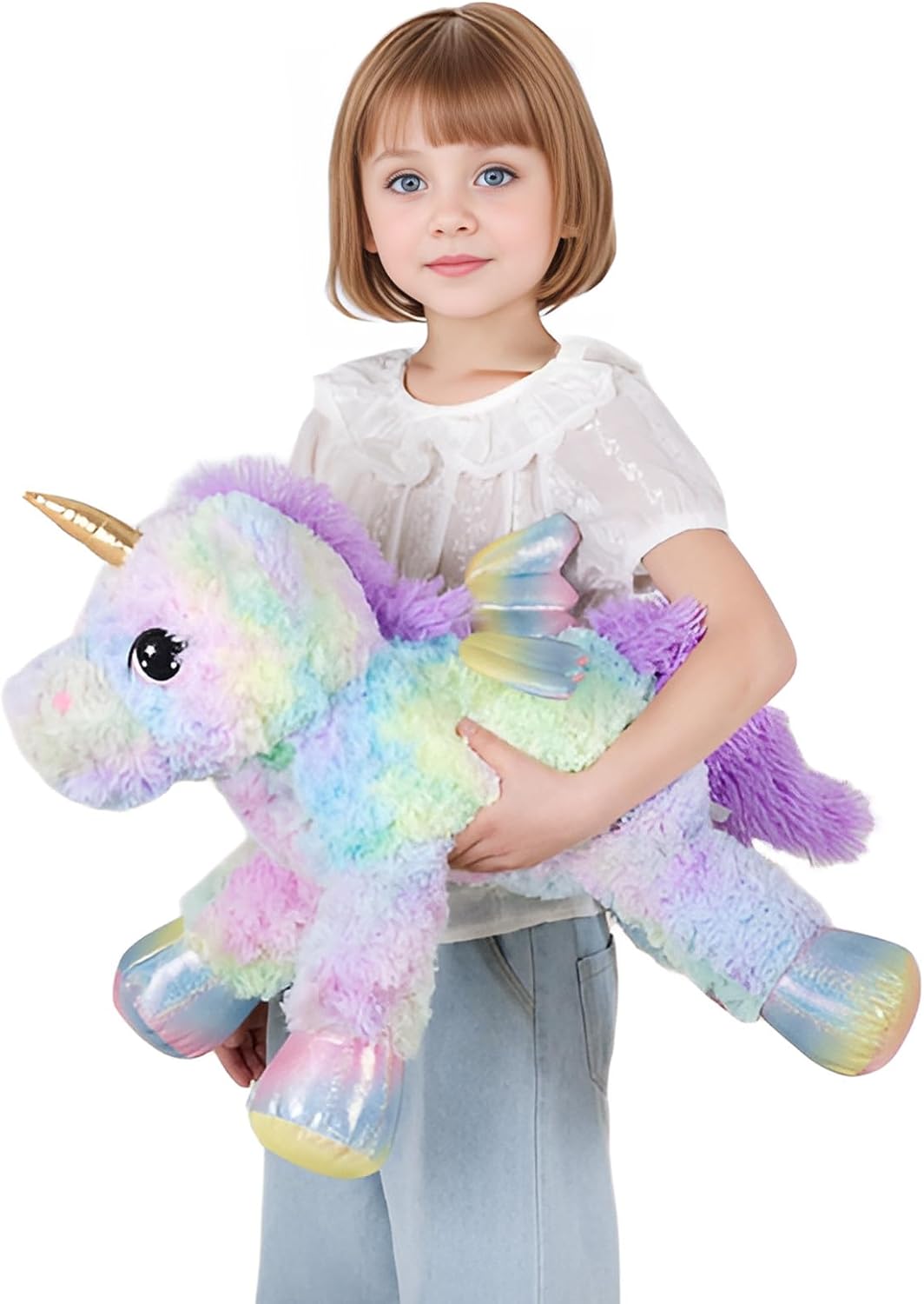 FFxiong 44 Inch Giant Unicorn Stuffed Animal Pillow - Rose Rainbow / 24 Inch
