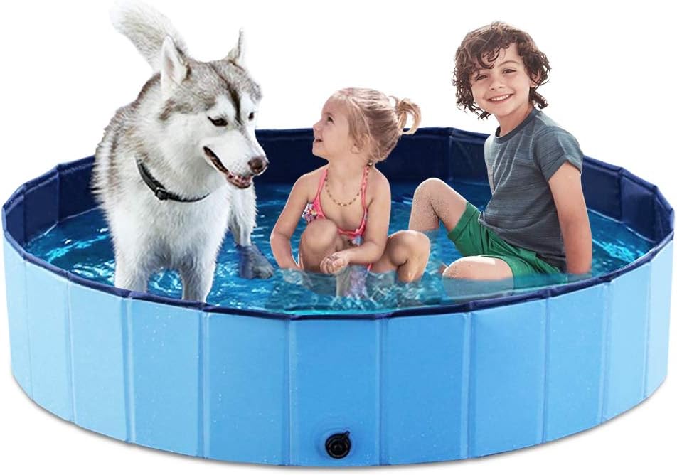 Jasonwell Foldable Dog Pet Bath Pool Collapsible Dog Pet Pool Bathing - XL- 55" / Mdf Wood Blue