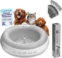 Filtered Portable Dog Water Dispenser - Barkwood Beige Maxi + (6-Pack) Filters / Maxi (68 oz / 2L) / Hydration Kits