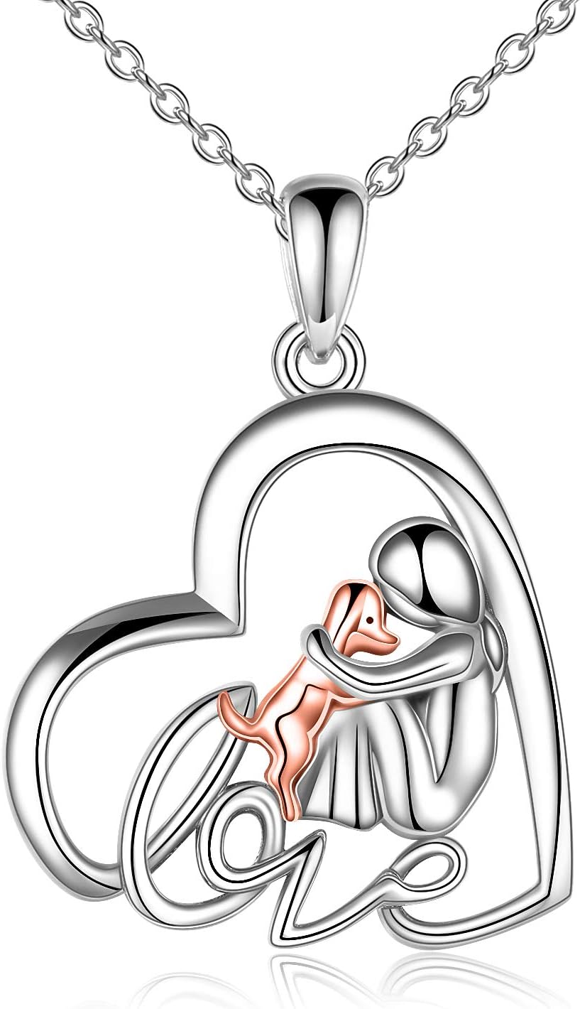 YFN Sterling Silver Keepsake Dog Pendant Necklace Dog Lover Memorial - Love Dog Necklace