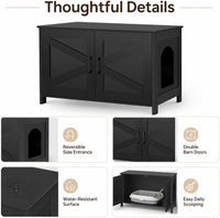31.5" L Cat Litter Box Enclosure with Barn Door - 31.5"L / Black - image 3