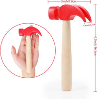 Hxezoc 2 Pack Wooden Hammer Toys Simulation Hammers Maintenance Tools - Red / 2 Pack - image 2