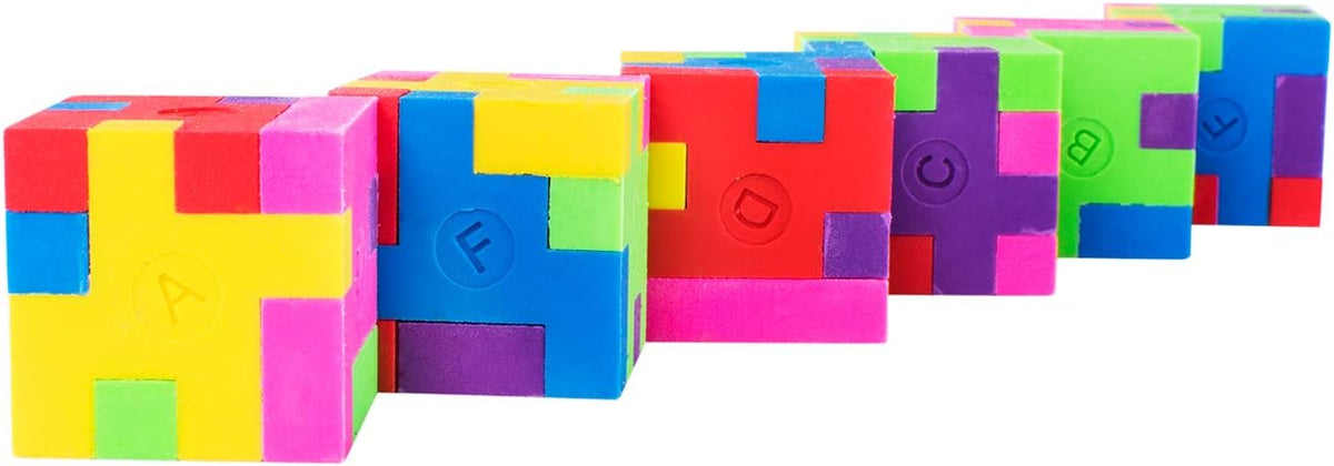 Super Z Outlet 12 Pack Colorful Puzzle Erasers Miniature Pencil - Cube - image 3
