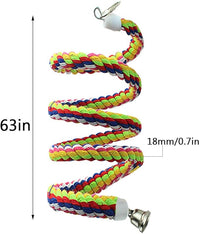 2pcs 63in Bird Perch Rope Bungee Parrot Toy - Pure Natural Cage Chewing Toy