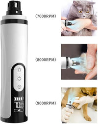 Upgrade Heusom Groom Pro Nail Grinder Cordless with LED Light & 3 Speeds, Dog Cat Nail Trimmer 2000mAh Long-Lasting Battery for Thick Nails for Dogs and Cats (1 Pc+1 Head)