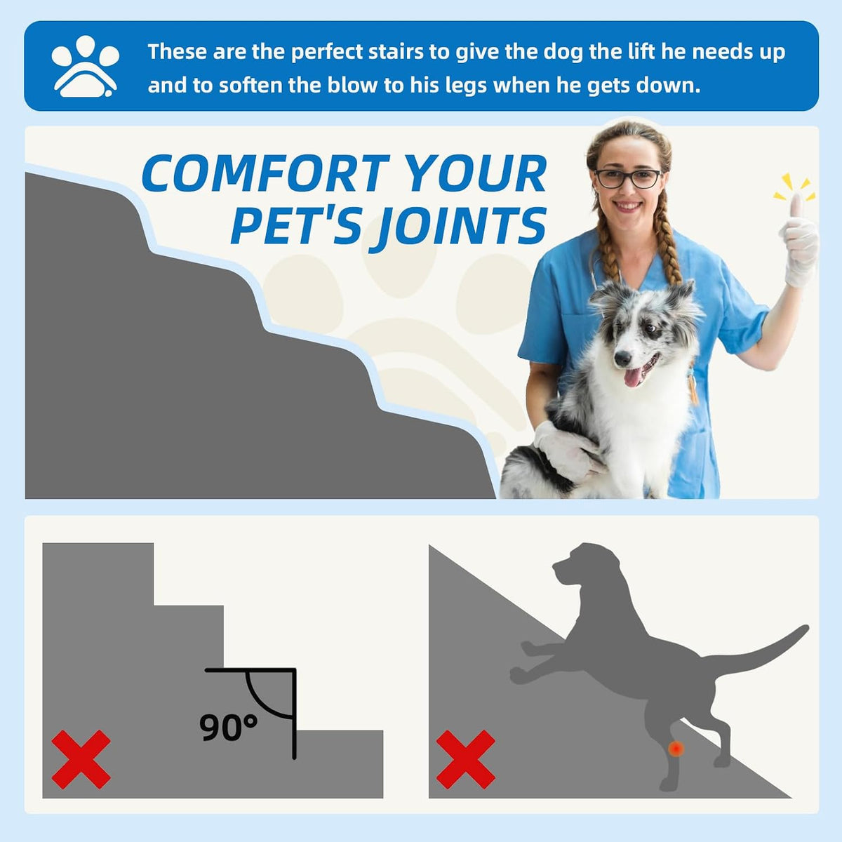 Dog Stairs 4 Steps for Small Dogs and Cats to Get on High Beds - Dark Grey / 5.0 / 31.8"D x 15.7"W x 22.8"H - image 3