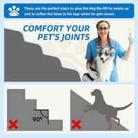 Dog Stairs 3-Step for Small Dogs and Cats to Get on Bed and Furniture/Windows, Pets Can Climb, Sit, or Perch to Look Out Windows, Extra Wide Dog Steps, Non-Slip Waterproof Fabric Cover, Grey（15.7" H）