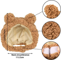 JOICEE Cute Cat Costume Warm Bear Hat Adjustable Small Pet Headwear - Brown - image 2