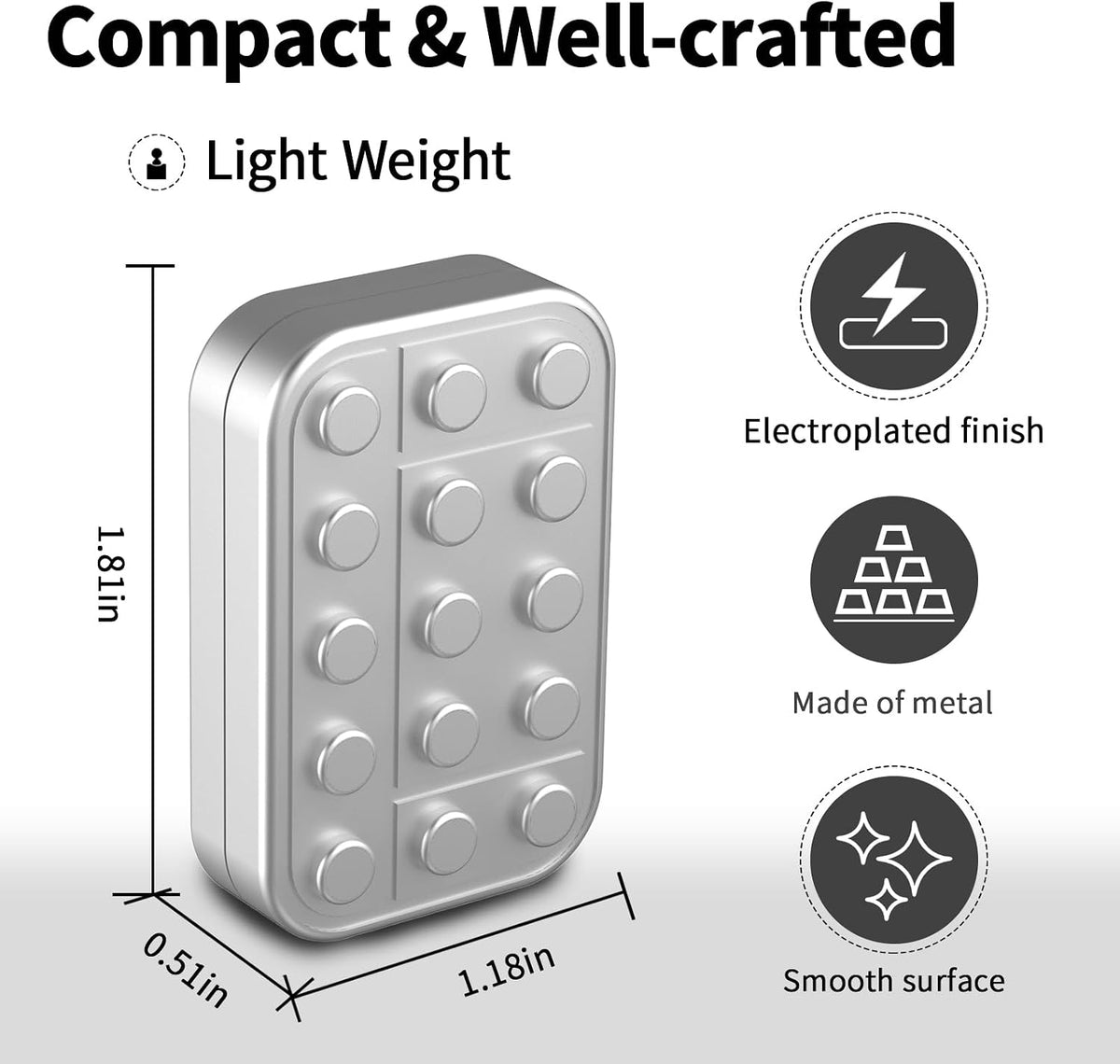 Fidget Toys Adults Magnetic Desk Toy Metal Fidgets Slider - Matte Silver - image 2