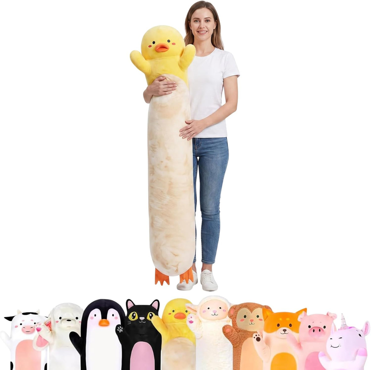 Cuddle Paws Unicorn Plush Body Pillow for Kids, Soft Toy - Duck / Large - 47 Inches