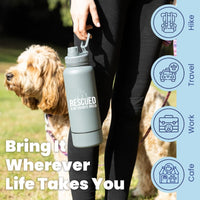 Rubyloo Dog Mom Water Bottle with Detachable Bowl for Dog Lovers – Essentials for Dogs - Rescued Favorite: Smoky Grey - image 3