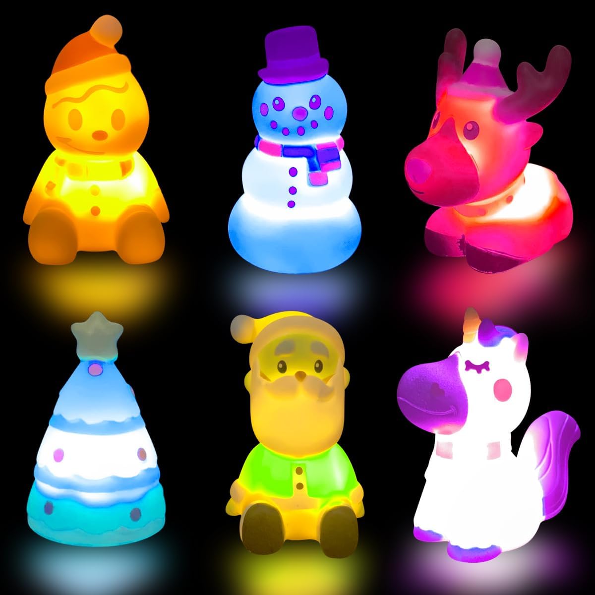 JoFAN 6 pack Halloween light up bath toys with bat, pumpkin, ghost, mummy and witch - view 2