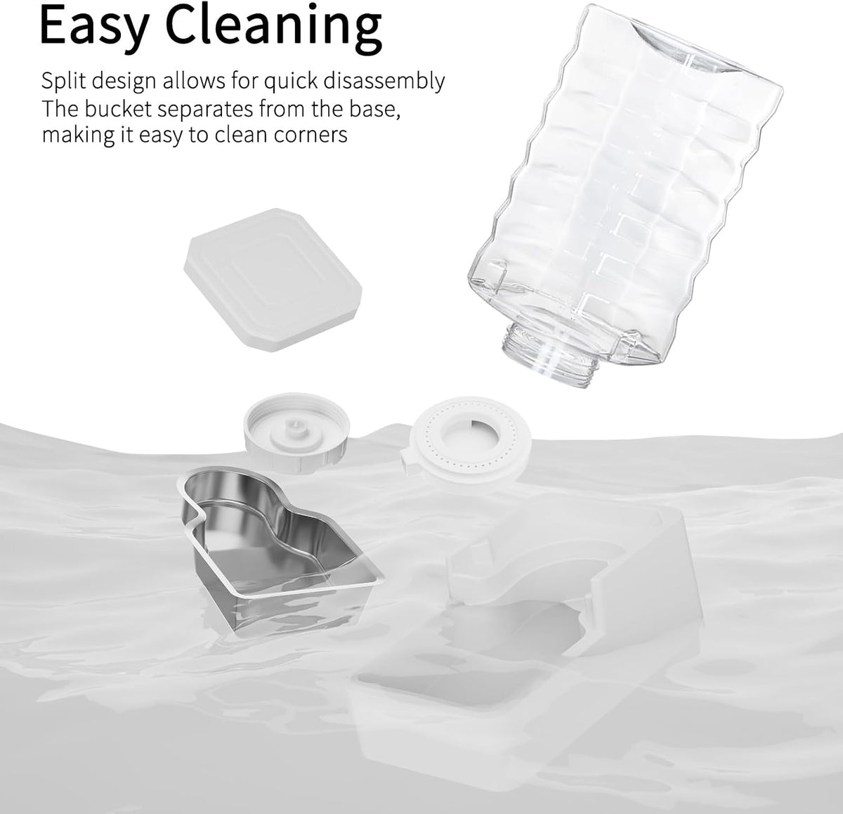2.4Gallon Dog Water Bowl Dispenser for Dogs:Leak Resistant Waterer – Essentials for Dogs - White with Lid & Filter / 10L - image 3