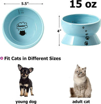 Y YHY Cat Bowl Anti Vomiting, Raised Food Bowls - 15oz / Lake Blue - image 2