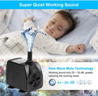 DaToo 50GPH 3W Small Submersible Water Pump Mini Fountain Pump Ultra - 10W 160GPH (With 3.3ft Free Tubing) - image 4