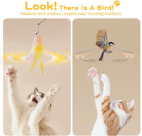 Pawaboo Cat Feather Wand Interactive Toy - Pink+White+Yellow - image 4