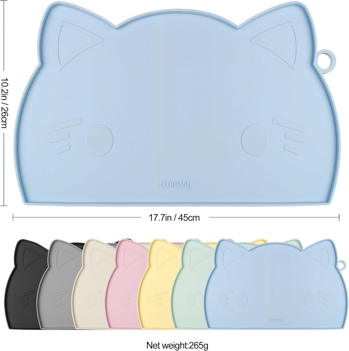 Coomazy Cat Food & Water Mat Thicker Non-Slip Silicone Mat - Blue / 17.7''L x 10''W - image 2