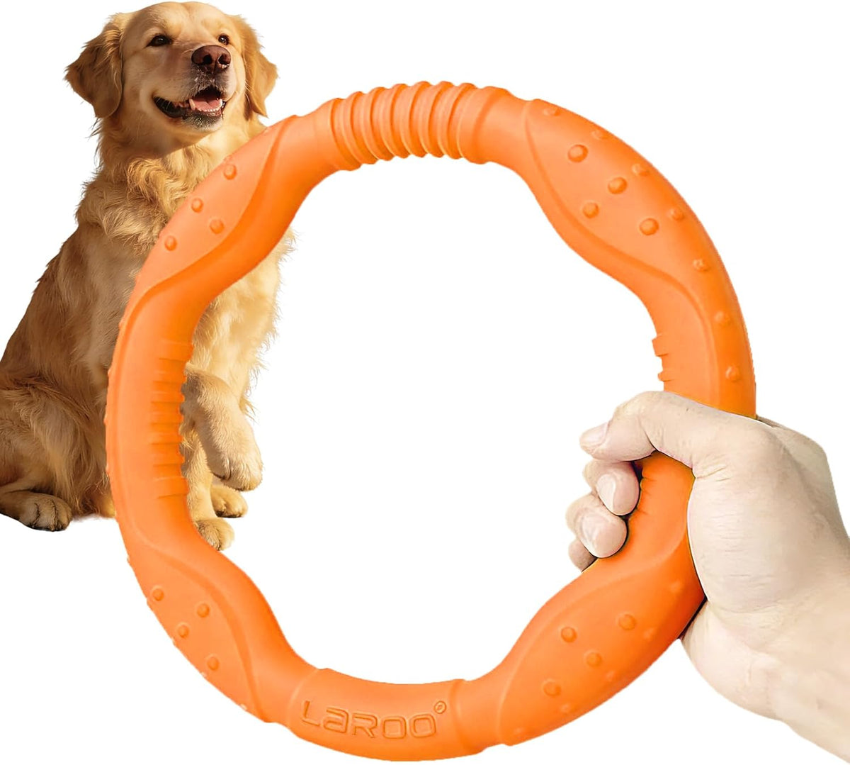 LaRoo Dog Flying Ring Toys, Floating Flying Disc Toys - Orange-L