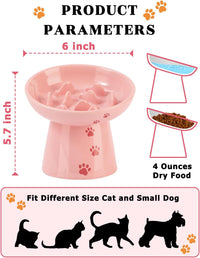 Y YHY Slow Feeder Cat Bowl, Ceramic Cat Slow Feeder Bowl - Pink - image 3