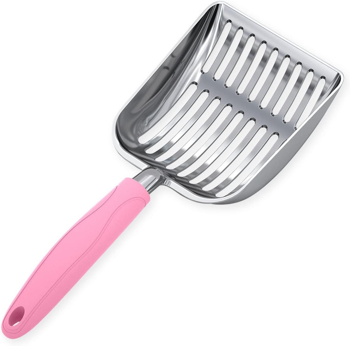 Cat Litter Scoop, Aluminum Alloy Sifter, Kitty Metal Scooper - Small / POLISHED Aluminum \ #10 Pink Handle