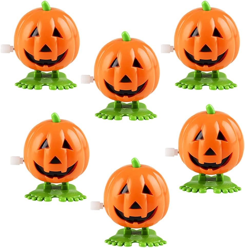 The Dreidel Company 2 inch Halloween pumpkin wind-up toys, 3 pack