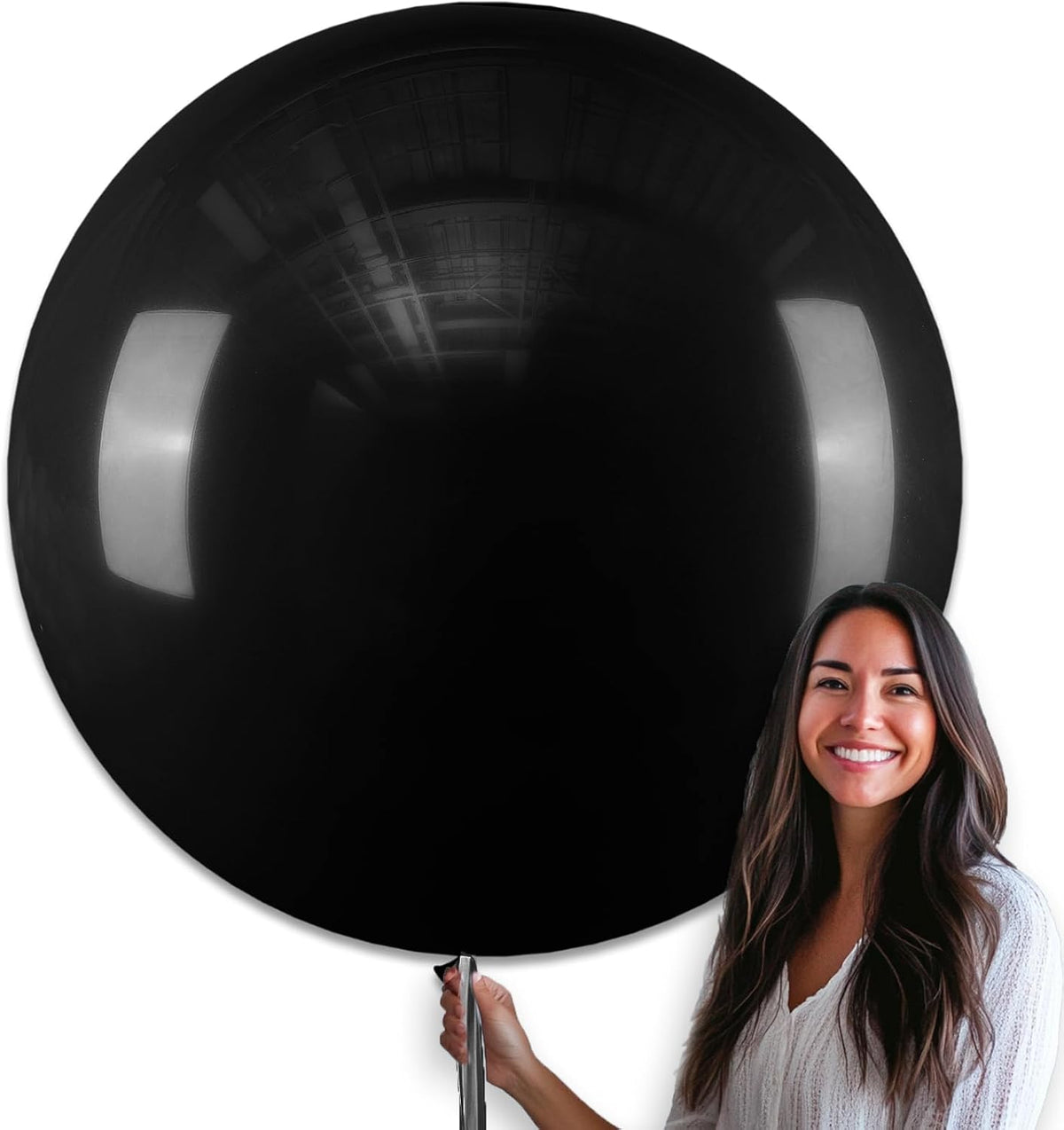 PartyWoo White Balloons 155pcs Matte White Latex Balloons Different - Black-y18 / 36 inch