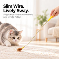 Cat Teaser Wands 2 Pack, Natural Feather, Two Feather Styles – Essentials for Cats - Yellow Mini - image 3