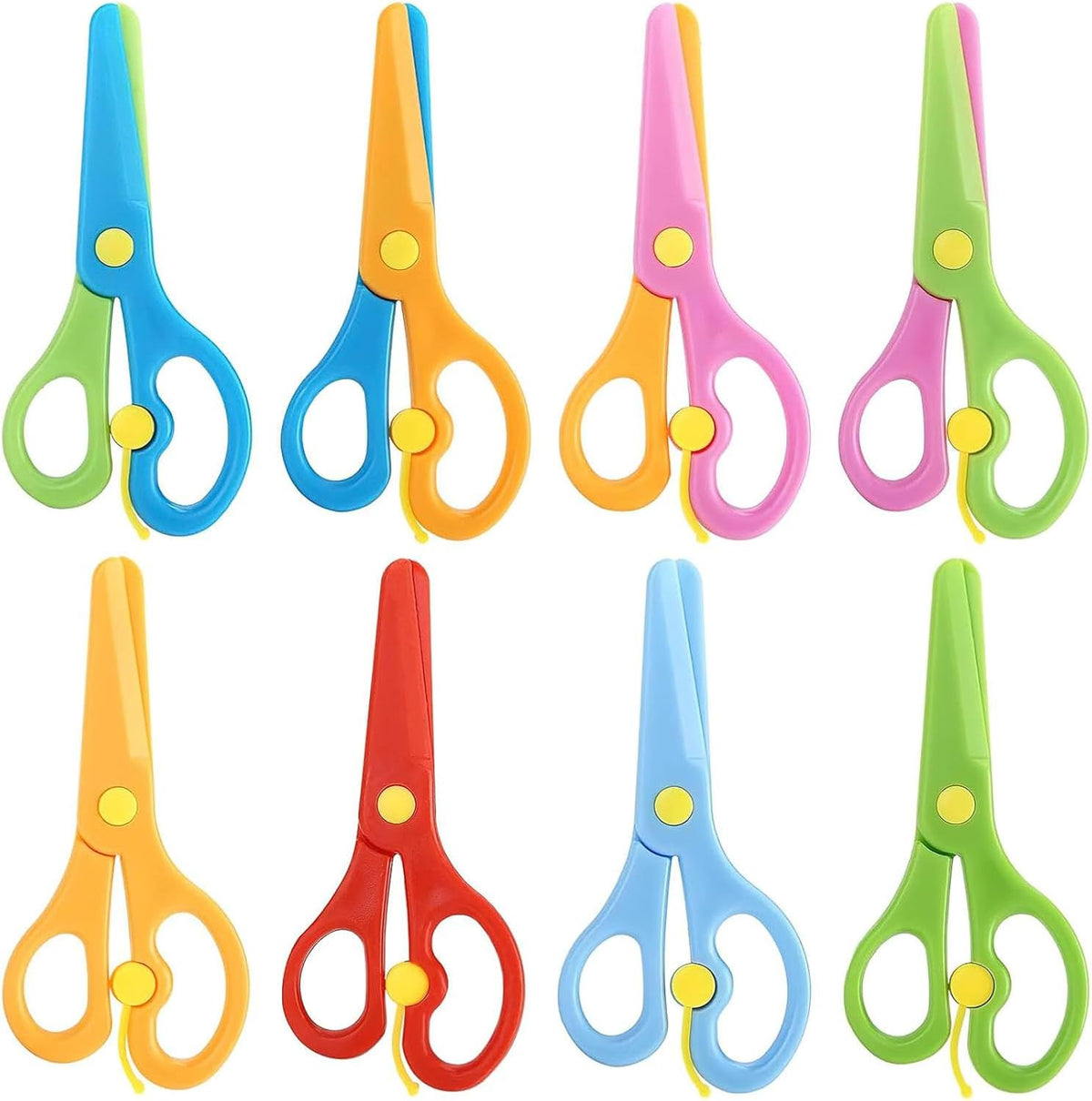 LovesTown 8PCS Kids Safety Scissors, Blunt Tip, Anti-Pinch