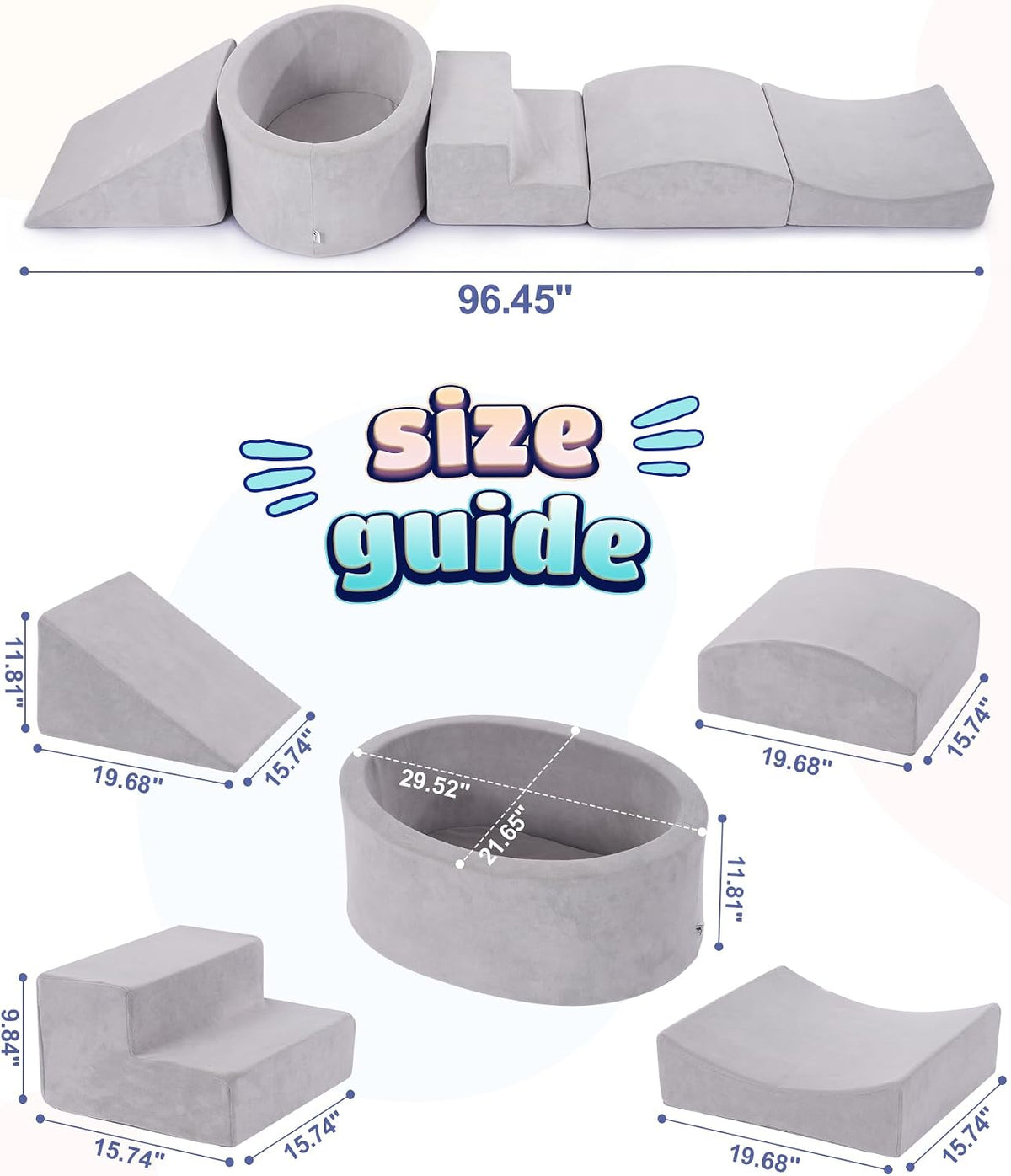 Elftopia foam climbing blocks with ball pit, stair climber and triangle wedge in beige - view 12