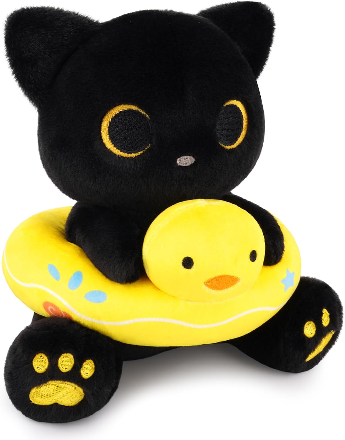 MUFEIRUO Halloween black cat plush holding pumpkin bag, wearing orange witch hat - view 7