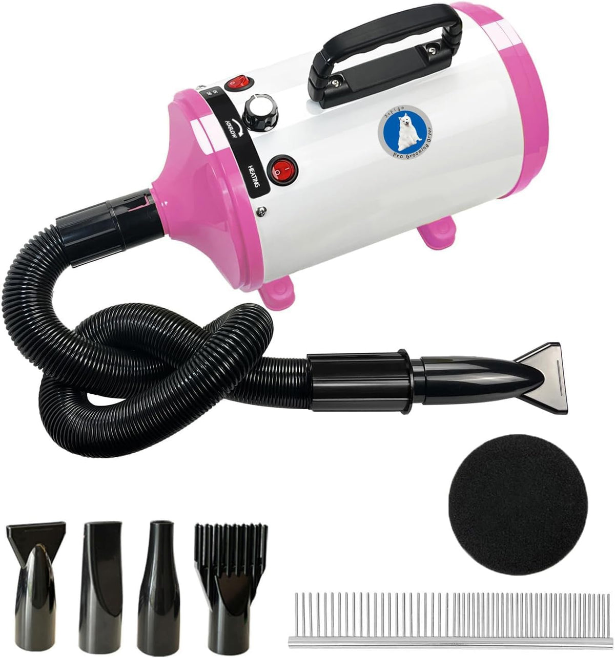 Dog Dryer, High Velocity Professional Dog Grooming Dryer - Pink