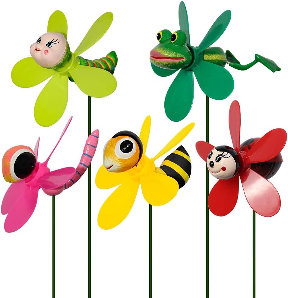 5-Pack 3D Insect Wind Spinners for Yard and Garden